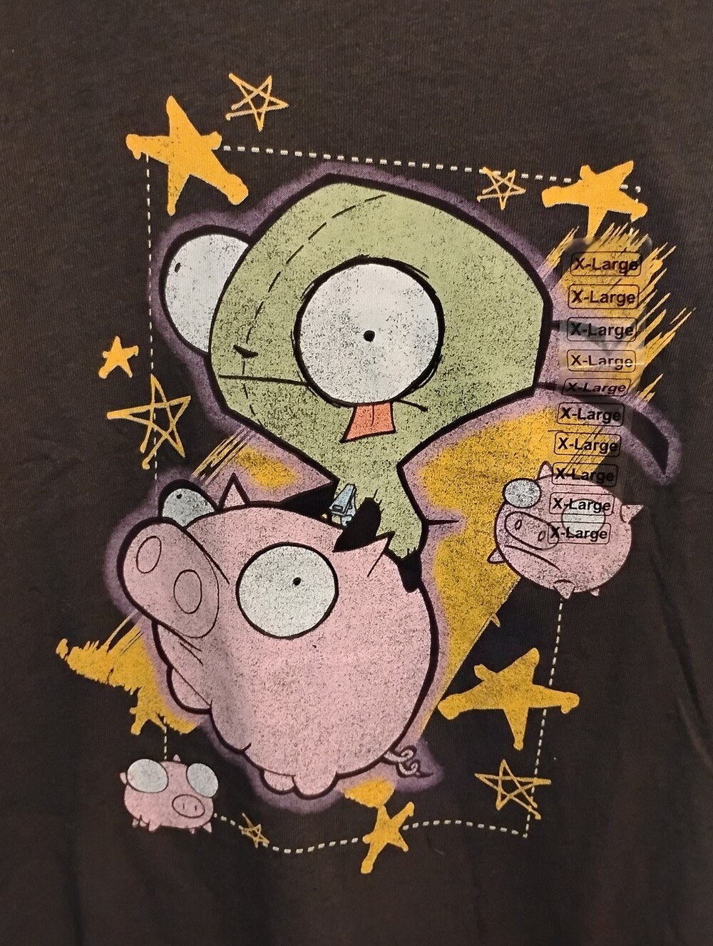 Nickelodeon Invader Zim GIR & Pig Graphic T-Shirt Charcoal Gray Men's XL NWT - Picture 2 of 4